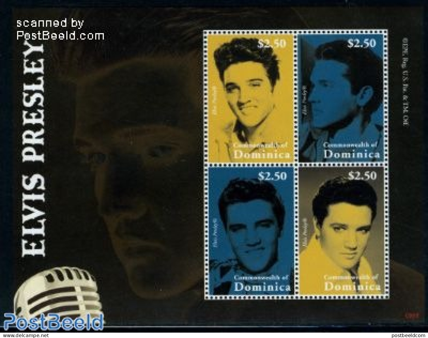 Dominica 2009 Elvis Presley 4v M/s, Mint NH, Performance Art - Elvis Presley - Music - Popular Music - Elvis Presley