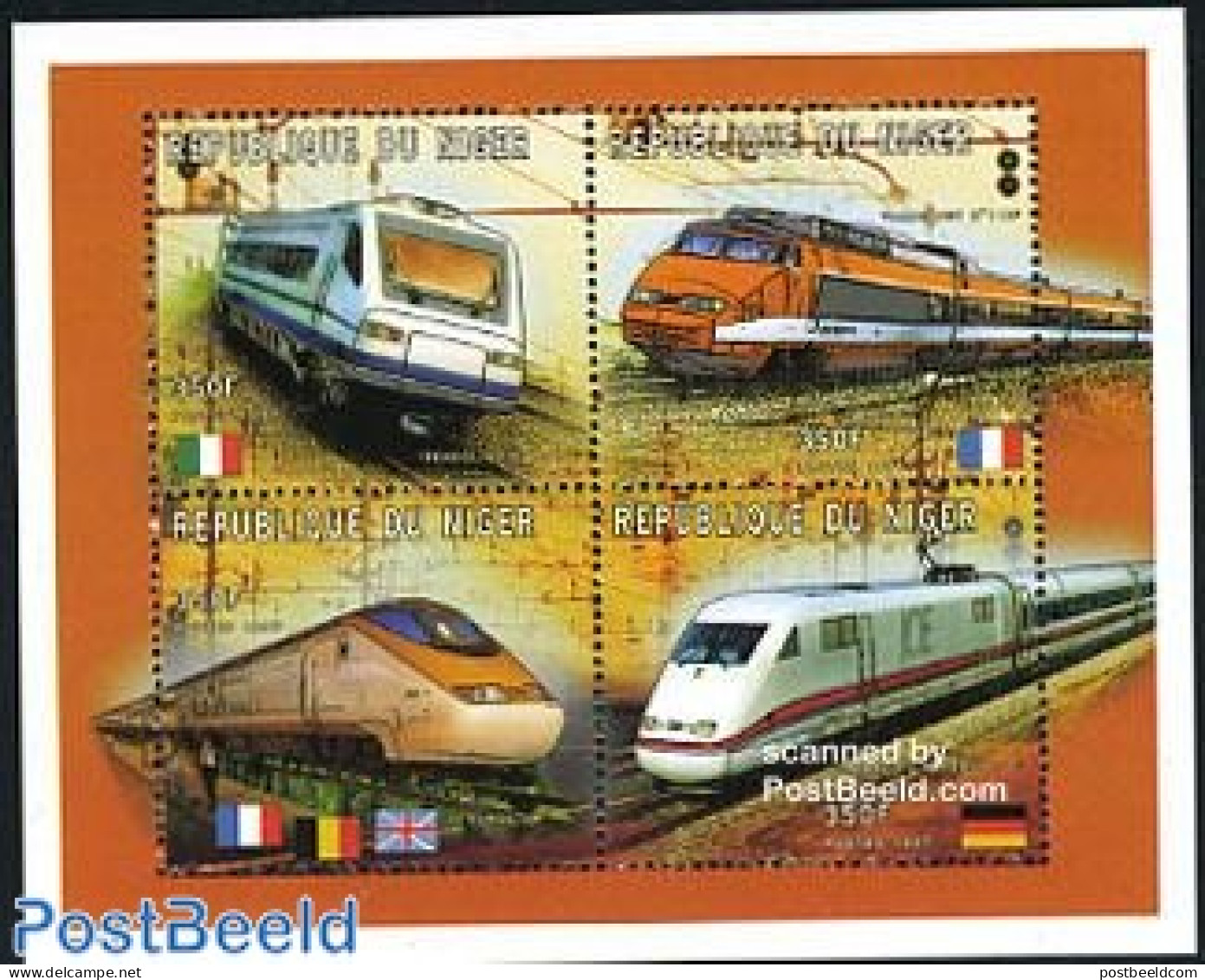 Niger 1997 Railways 4v M/s, Mint NH, Transport - Railways - Treni