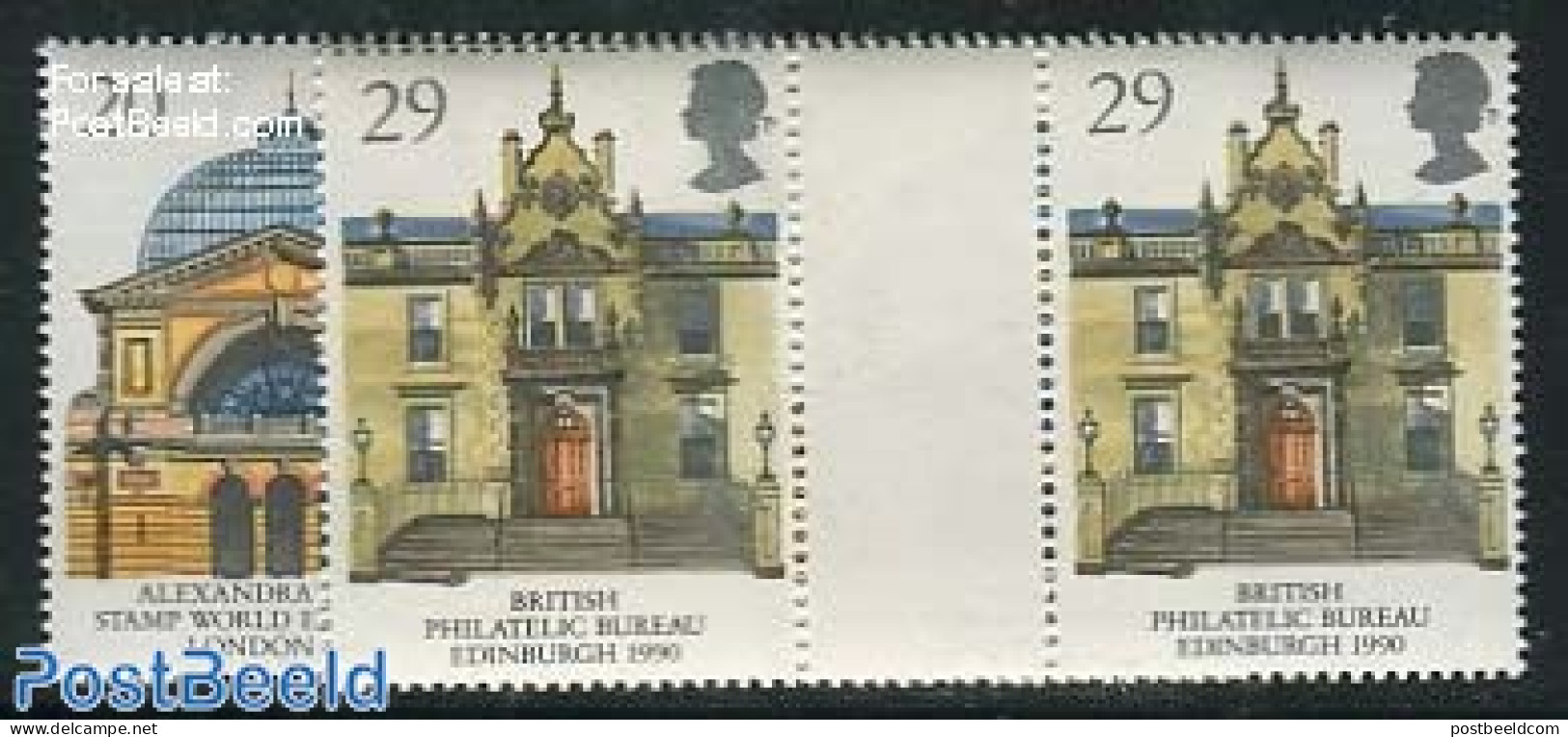 Great Britain 1990 Europa, Post Offices 2v,Gutter Pairs, Mint NH, History - Europa (cept) - Post - Art - Architecture - Ungebraucht