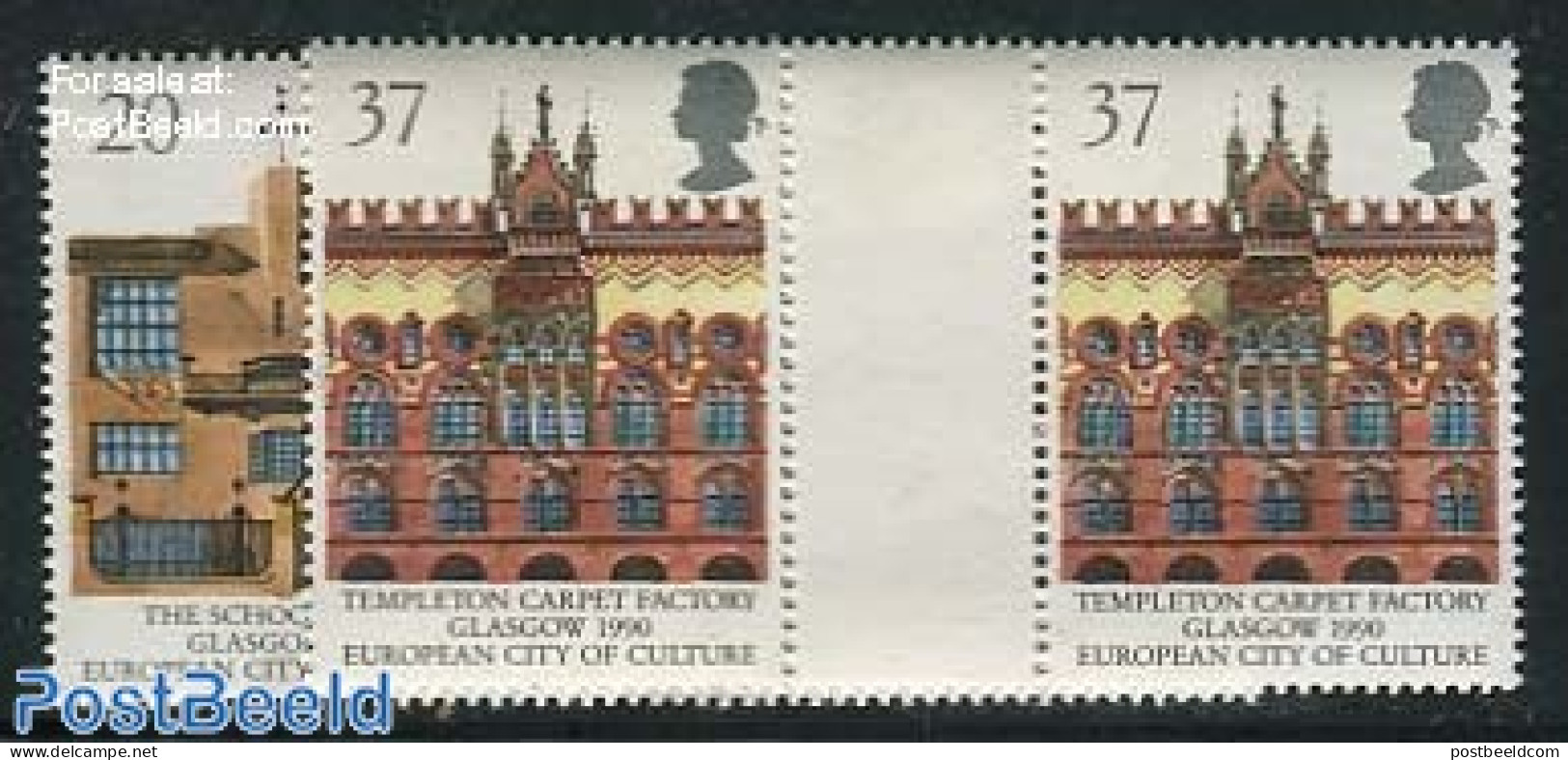 Great Britain 1990 Glasgow European Cultural Capital 2v, Gutter Pairs, Mint NH, History - Europa Hang-on Issues - Unused Stamps