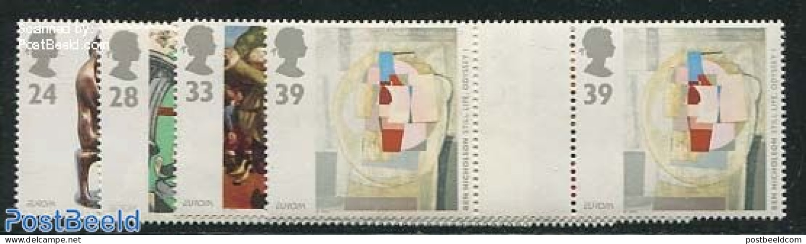 Great Britain 1993 Europa, Modern Art 4v, Gutter Pair, Mint NH, History - Europa (cept) - Art - Paintings - Sculpture - Andere & Zonder Classificatie