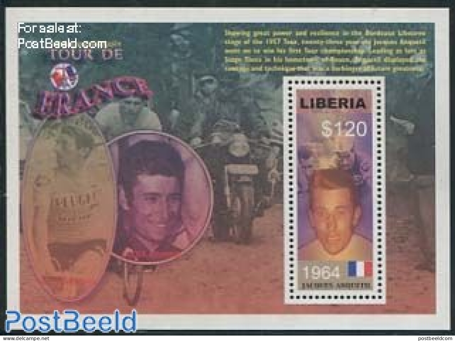 Liberia 2003 Jacques Anquetil S/s, Mint NH, Sport - Cycling - Wielrennen