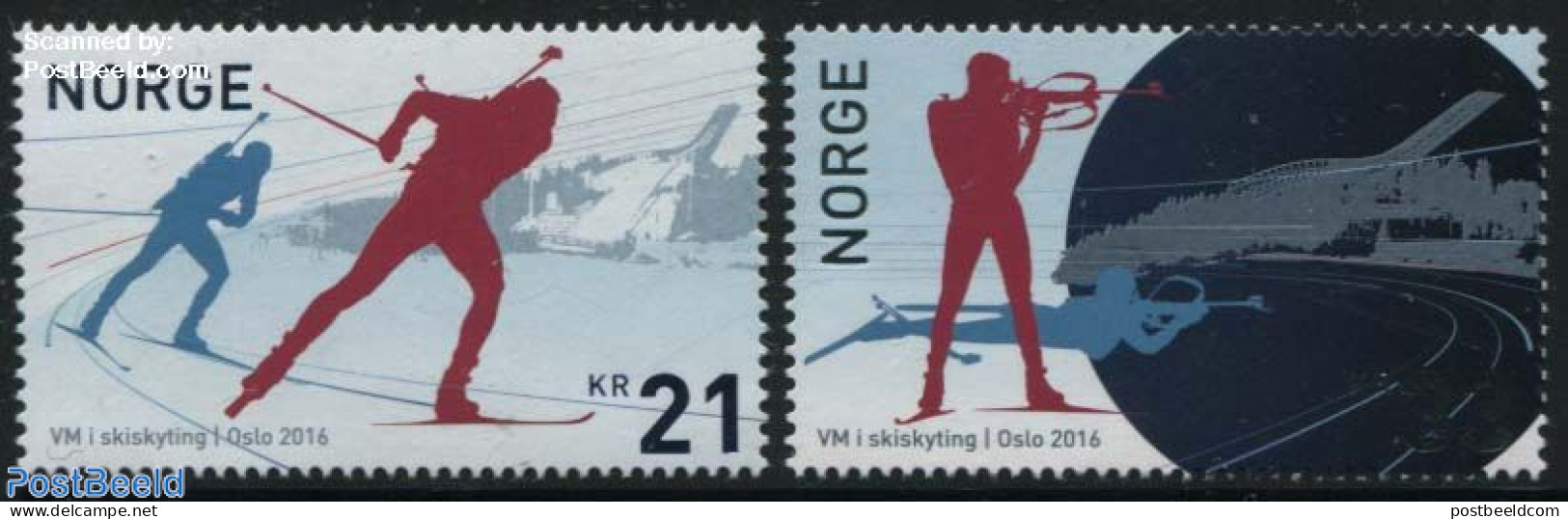 Norway 2016 Biathlon World Cup 2v, Mint NH, Sport - Shooting Sports - Skiing - Sport (other And Mixed) - Nuevos