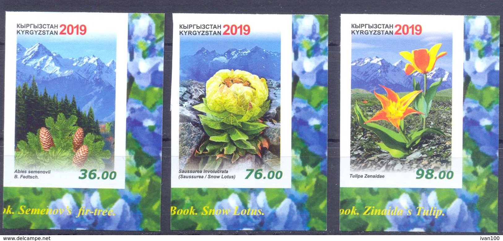 2019. Kyrgyzstan, Red Book, Flora Of Kyrgyzstan, 3v Imperforated, Mint/** - Kirghizistan