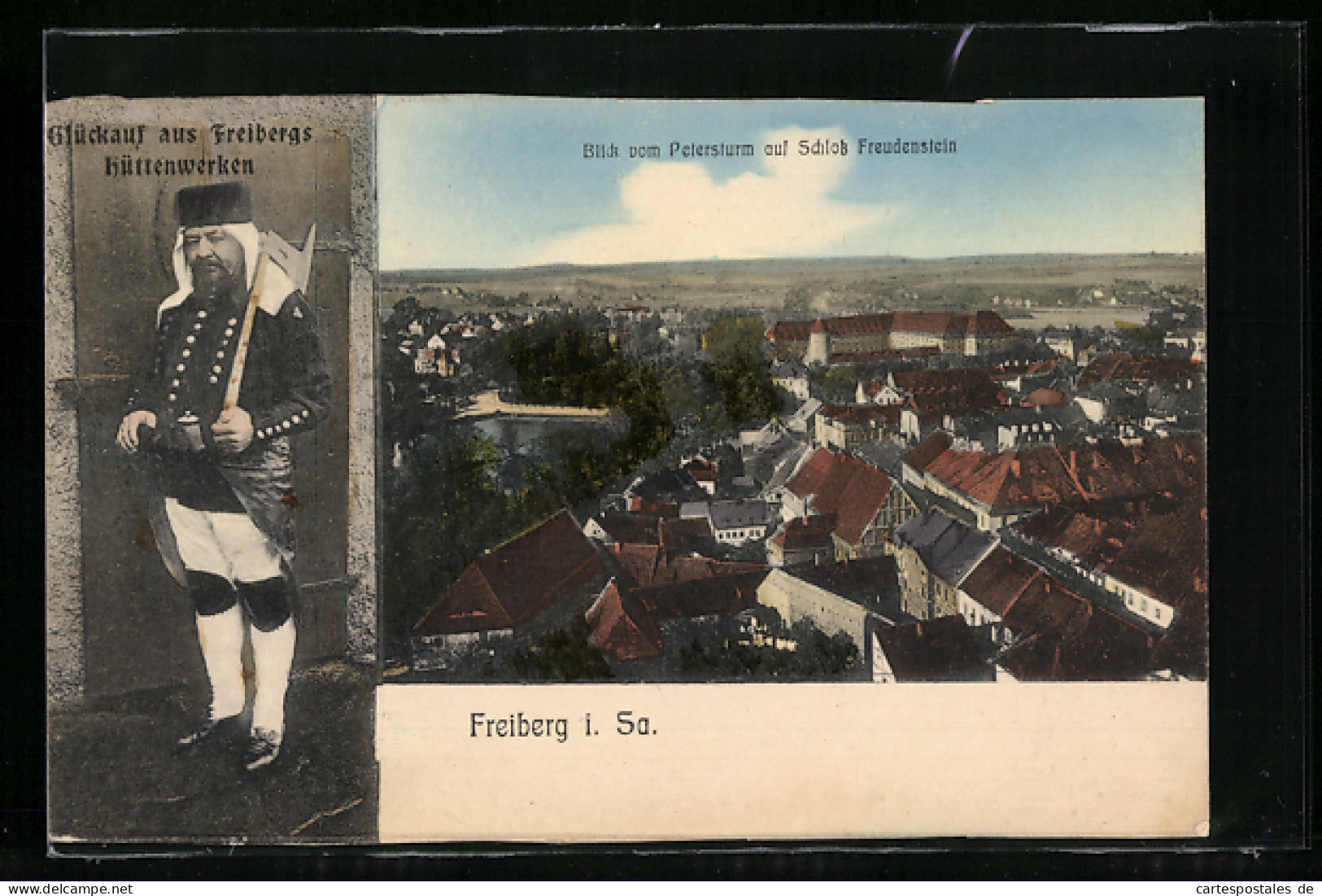 AK Freiberg I. Sa., Blick Vom Petersturm Auf Schloss Freudenstein  - Freiberg (Sachsen)