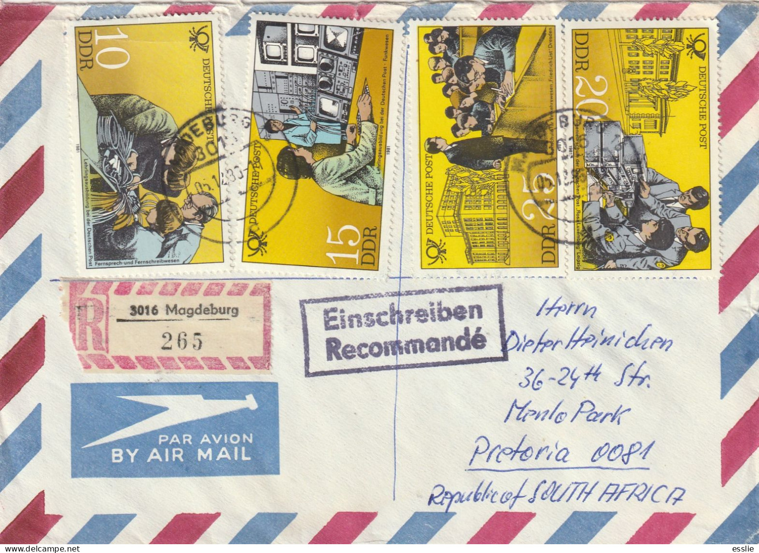 Germany DDR Cover Einschreiben Registered - 1981 1983 - Post Office Postal Workers Sundial Part Day - Covers & Documents