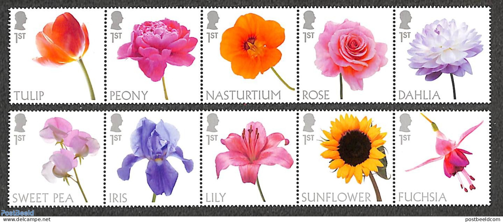 Great Britain 2023 Flowers 10v (2x [::::]), Mint NH, Nature - Flowers & Plants - Ongebruikt