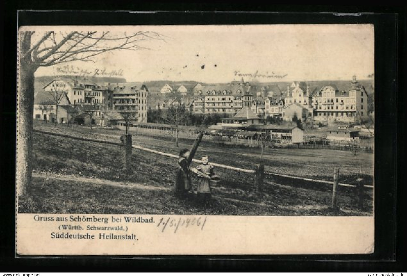 AK Schömberg /Wildbad, Süddeutsche Heilanstalt, Panoramablick  - Schömberg