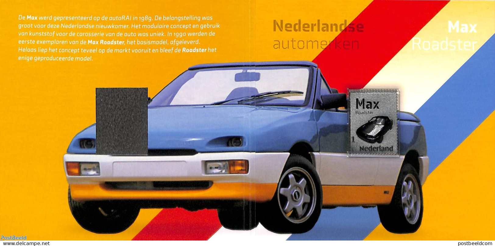 Netherlands 2023 Max Roadster, Silver Stamp In Special Pack, Mint NH, Transport - Automobiles - Unused Stamps