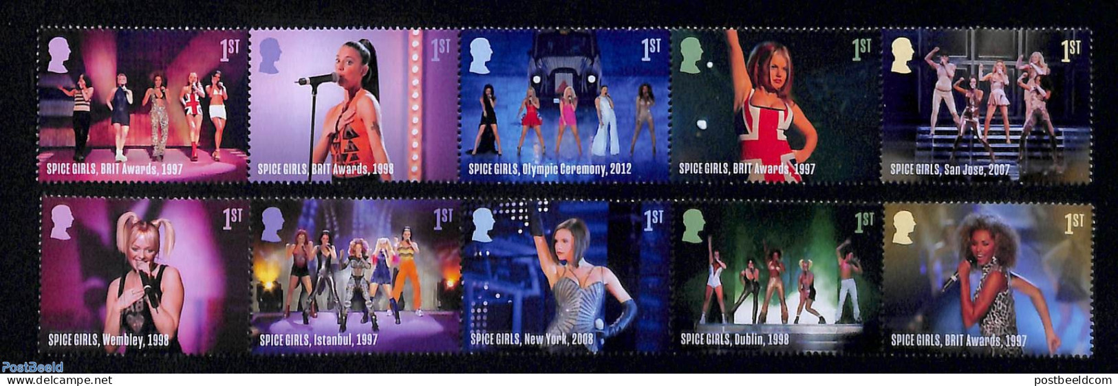 Great Britain 2024 Spice Girls 10v (2x [::::]), Mint NH, Performance Art - Music - Popular Music - Unused Stamps