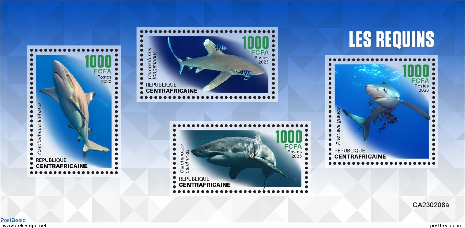 Central Africa 2023 Sharks, Mint NH, Nature - Sharks - Central African Republic