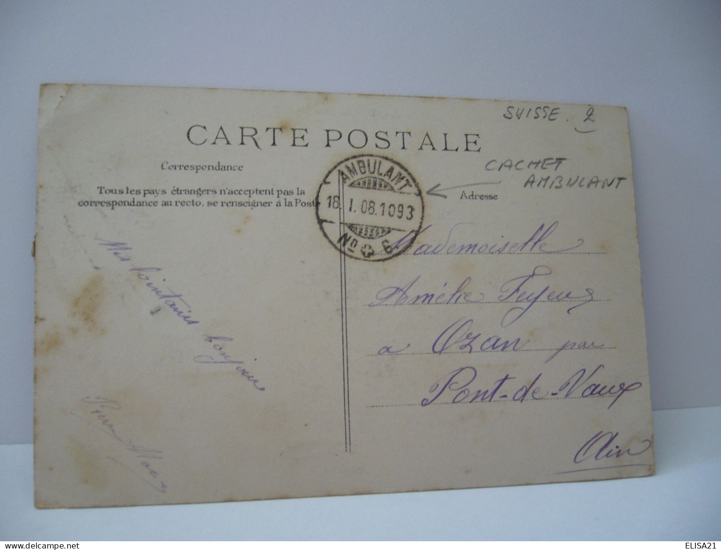 LA ROUTE DES FOURGS 25V DOUBS  ARRONDISSEMENT PONTARLIER CPA 1908 - Pontarlier