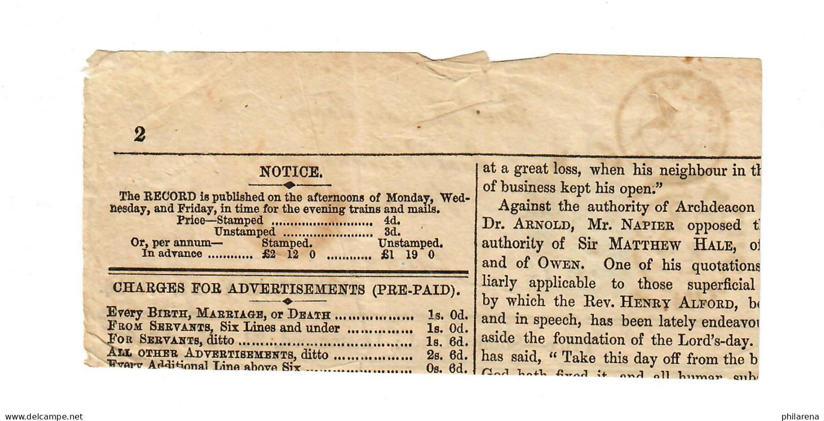 Newspaper Clipping Norwich 1856 To Strabourg, France - Andere & Zonder Classificatie