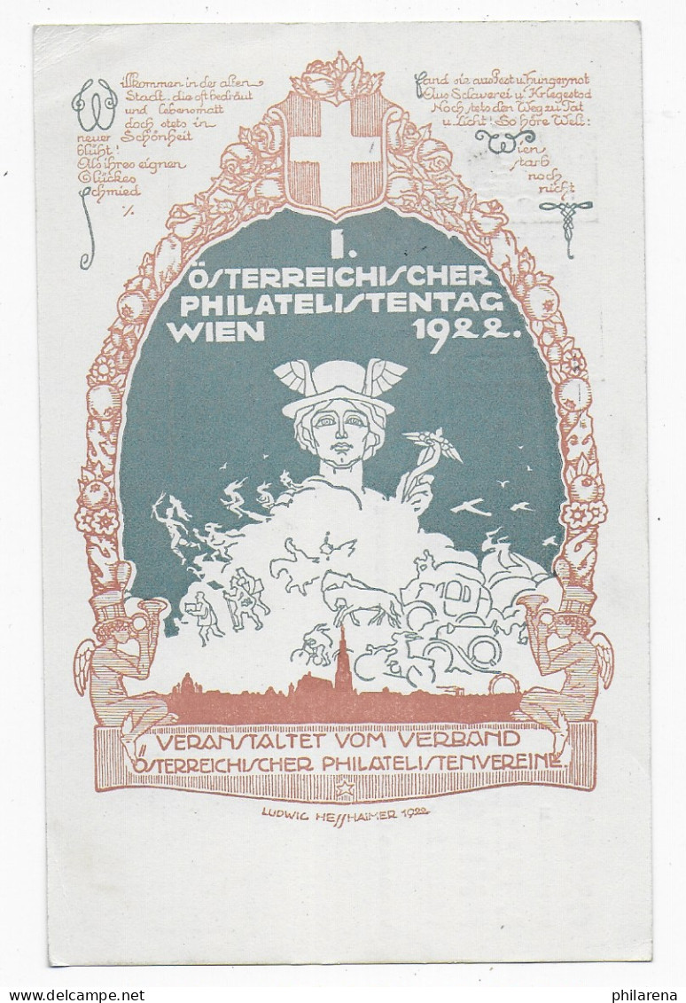 Offizielle Postkarte 1. Österreichischer Philatelistentag Wien, 1922 Nach Trier - Cartas & Documentos