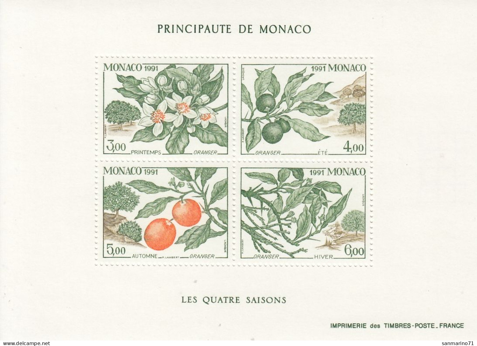 MONACO Block 52,unused - Obst & Früchte