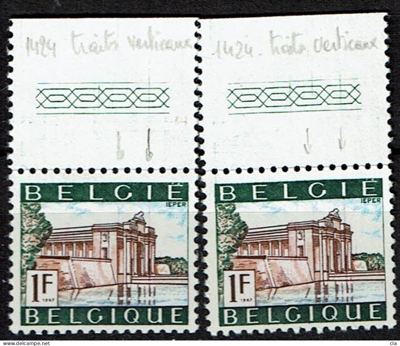 1424 X 2  **  LCV 3  Traits Verticaux - 1961-1990