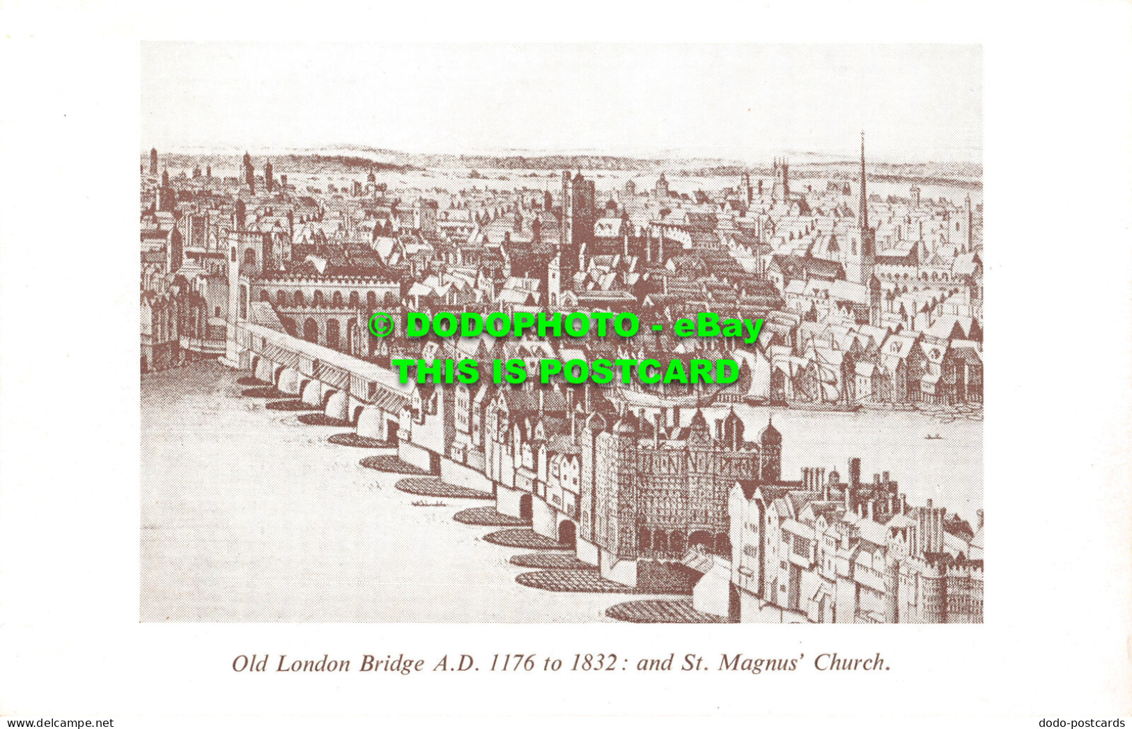 R462031 Old London Bridge. And St. Magnus Church. Postcard - Sonstige & Ohne Zuordnung