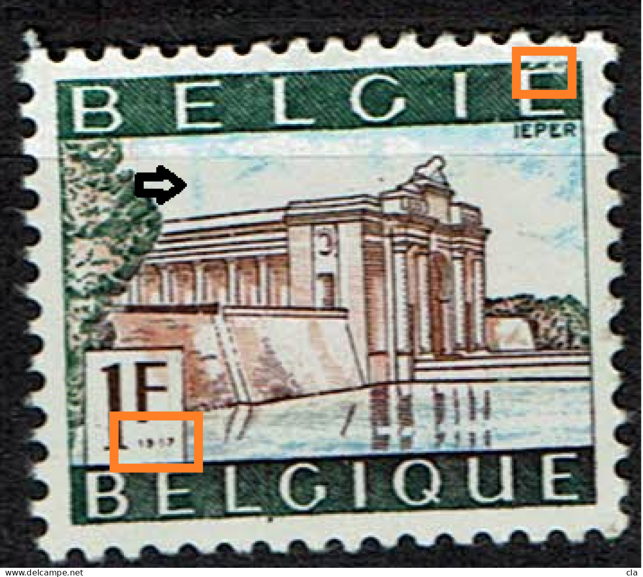 1424  **  Voir Trèma, Lire 1957, Brun Décalé Et Riffe Bleue Verticale - 1961-1990