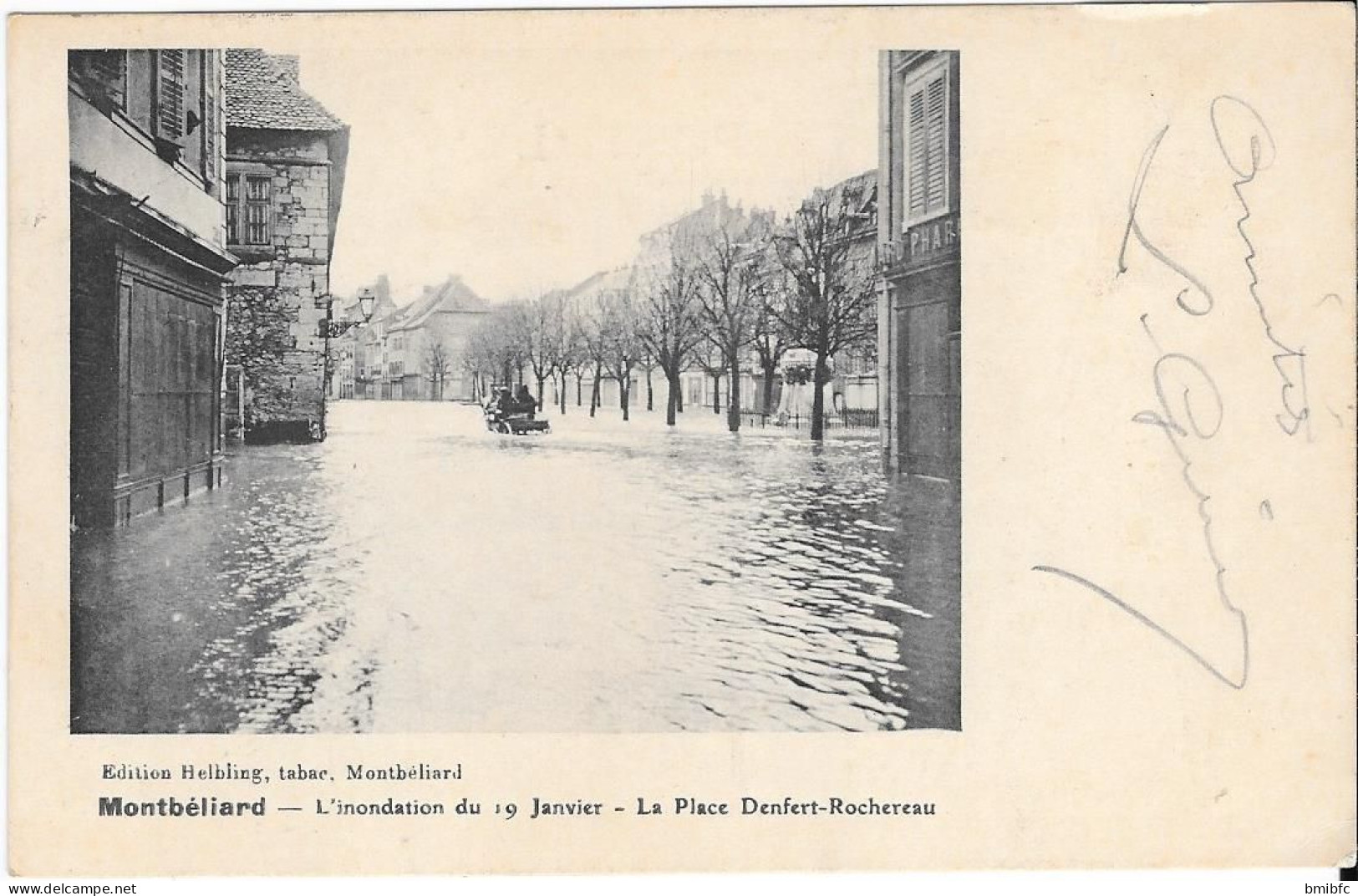 Montbéliard - L'Inondation Du 19 Janvier - La Place Denfer-Rochereau - Montbéliard