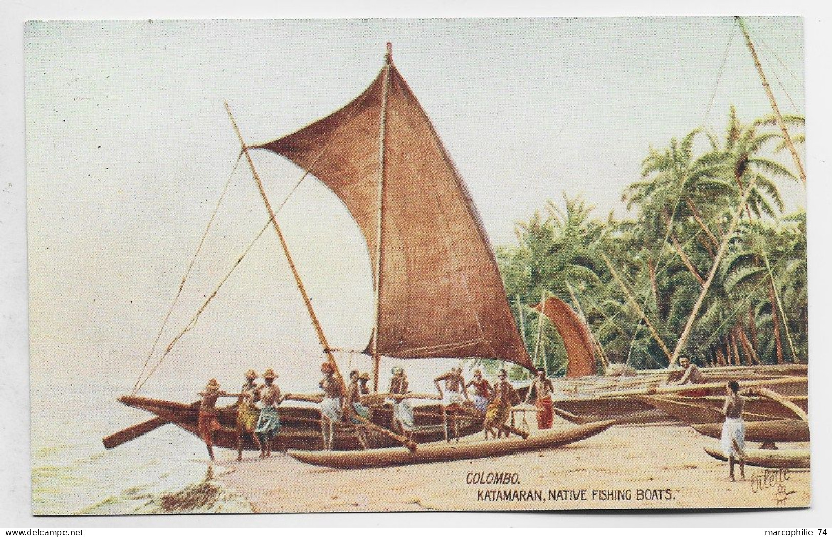 CEYLON CARD OILETTE COLOMBO KATAMARAN NATIVE - Sri Lanka (Ceylon)