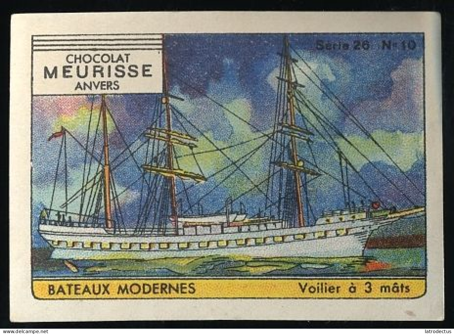 Meurisse - Ca 1930 - 26 - Les Bateaux Modernes, Modern Boats, Ships - 10 - Voilier à 3 Mâts, 3 Mast Sailboat - Sonstige & Ohne Zuordnung