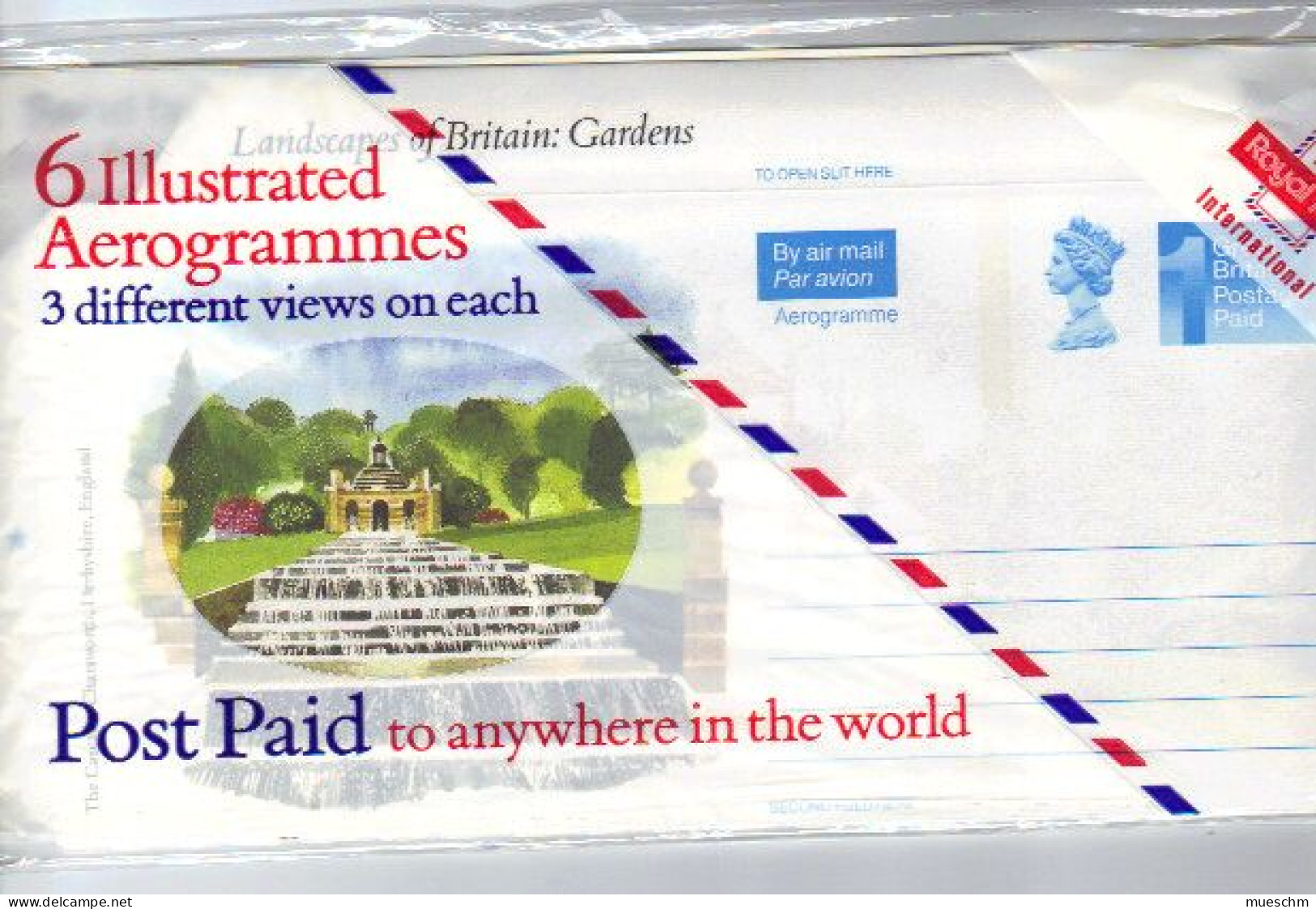 Großbritannien, 6 Aerogramme Aus Serie "Landscapes Of Britain: Gardens", Originalverpackt (9753W) - Material Postal