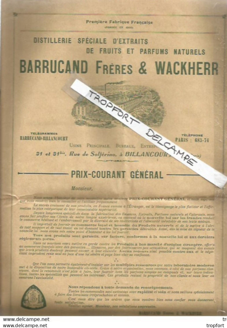 PO // Vintage / Catalogue 8 Pages Publicité Distillerie PARFUM BILLANCOURT Barrucand Frères Et Wackherr Parfumetrie - Pubblicitari