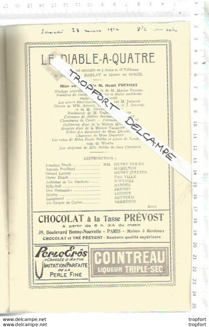 XW // Vintage French Old Program Theater 1914 // Programme CHATELET Diable à Quatre - Programs