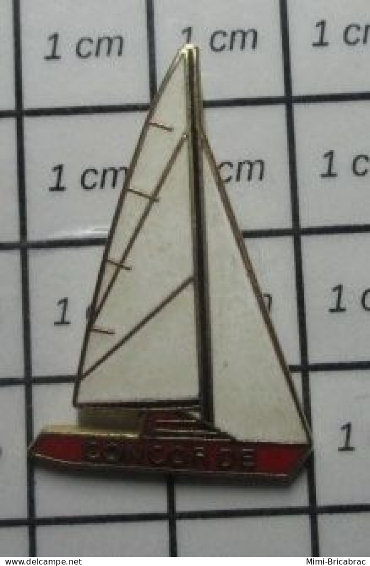 1216B Pin's Pins / Beau Et Rare : BATEAUX / VOILE VOILER CONCORDE Attention Au Crash ! - Boats