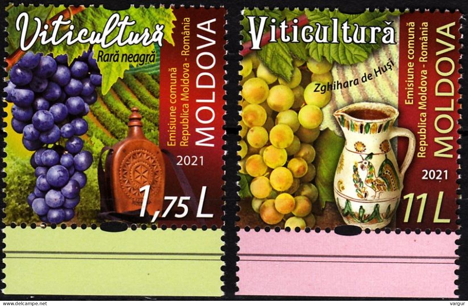 MOLDOVA 2021-17 FLORA: Viticulture. Grapes Wine. JOINT Romania Issue, MNH - Gemeinschaftsausgaben