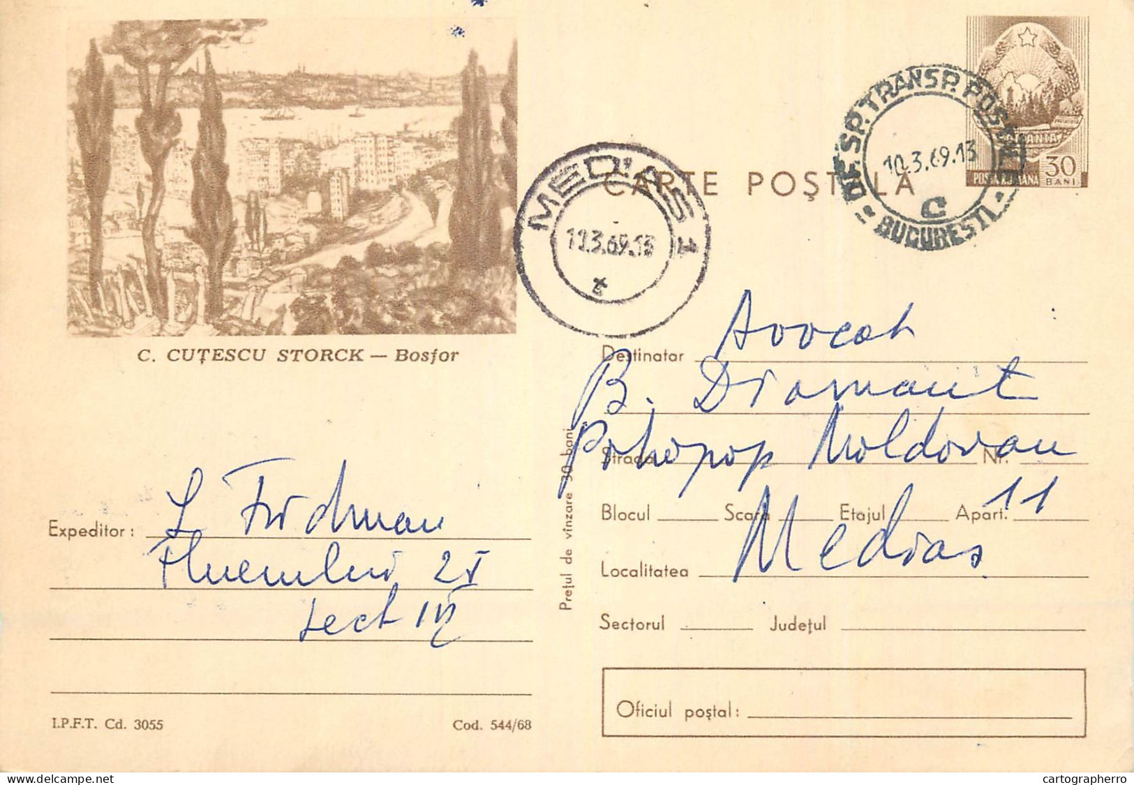 Postal Stationery Postcard Romania C. Cutescu Storck Bosfor - Romania