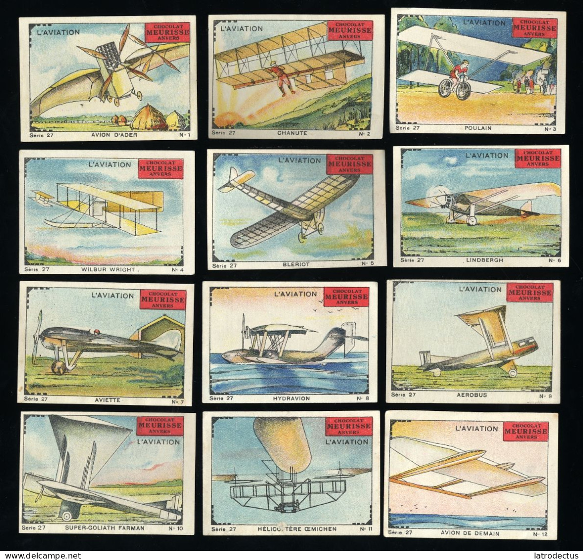 Meurisse - Ca 1930 - 27 - L'Aviation, Ancient Airplanes - Full Serie - Otros & Sin Clasificación