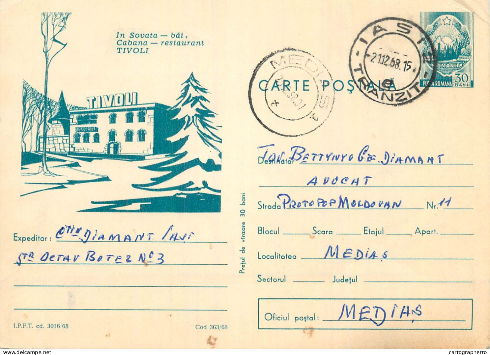 Postal Stationery Postcard Romania Sovata Baths Tivoli Chalet - Romania