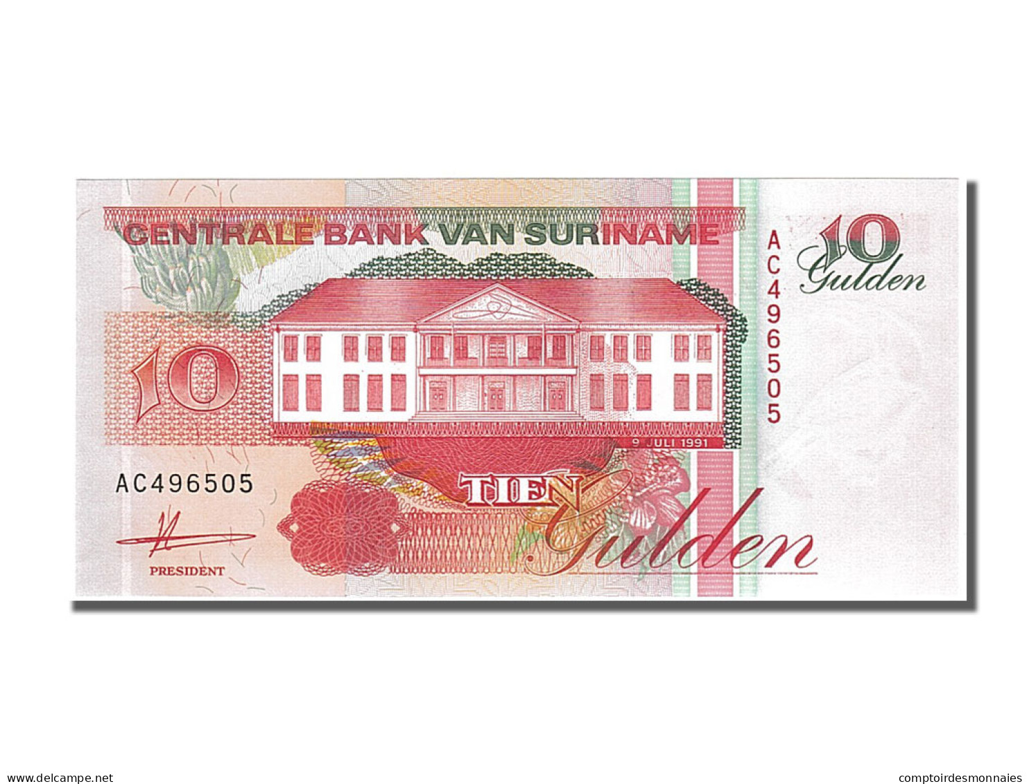 Billet, Suriname, 10 Gulden, 1991, 1991-07-09, NEUF - Surinam