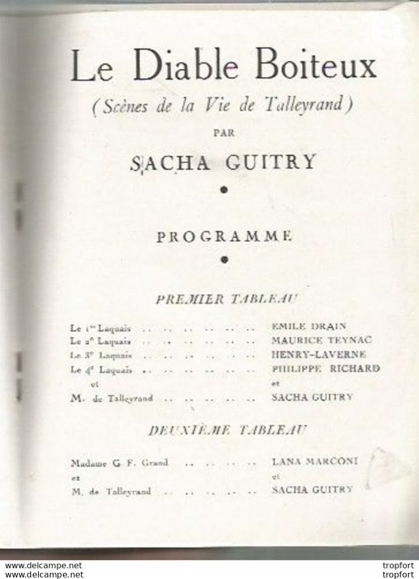 CO / Old Theater Program / PROGRAMME Theatre Edouard VII SACHA GUITRY // Le Diable BOITEUX - Programmes