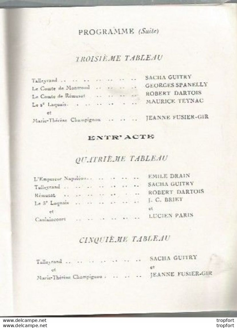 CO / Old theater program / PROGRAMME Theatre Edouard VII SACHA GUITRY // Le diable BOITEUX