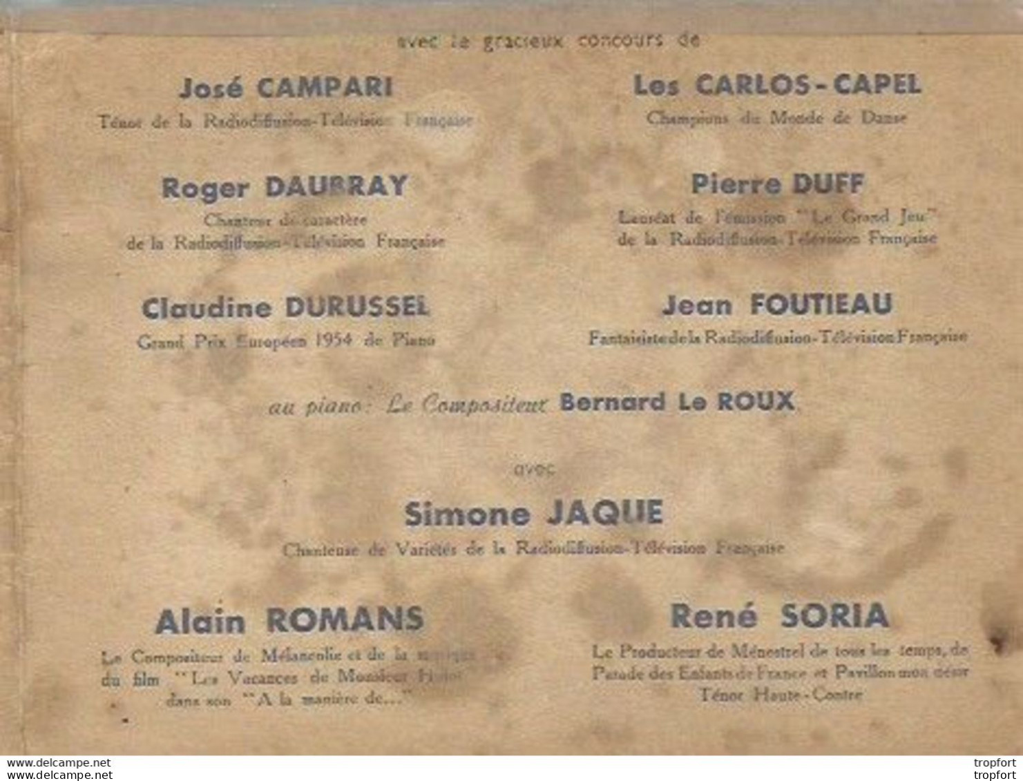 CE / Vintage / Old Program / Flandres DUNKERQUE Invitation Médaillés Militaires 1955 GALA Danse Bal ARGENTEUIL - Pubblicitari