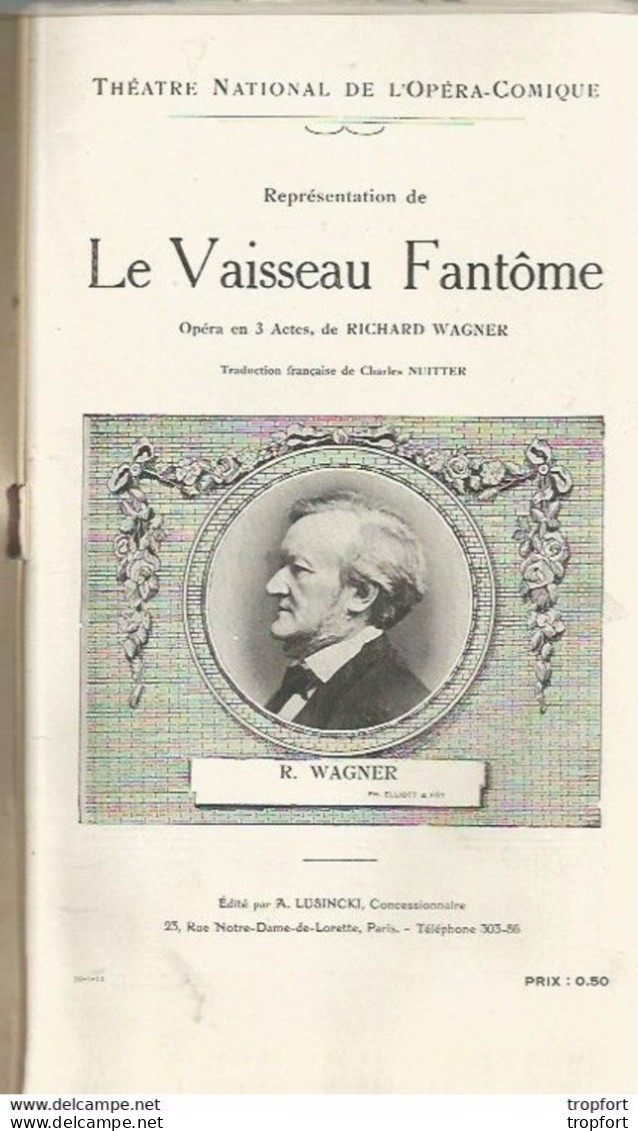 RT / Vintage Old French Theater Program 1911 / Programme Théâtre OPERA Vaisseau FANTOME Publicité MUCHA - Programme