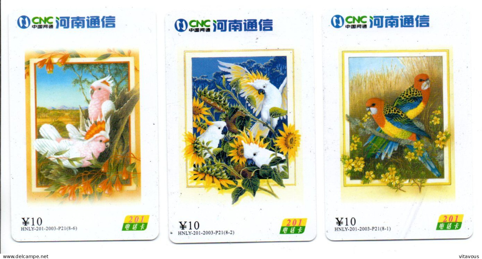 Oiseau Oiseaux Bird - 3  Cartes Prépayées Chine  Phonecard  (K 242) - Chine