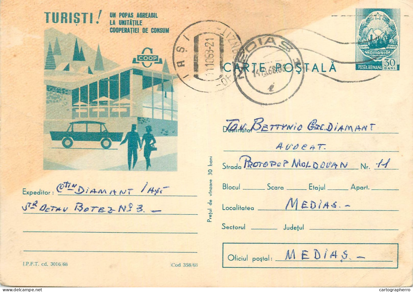 Postal Stationery Postcard Romania Avocat Diamant Iasi Cooperativa - Romania