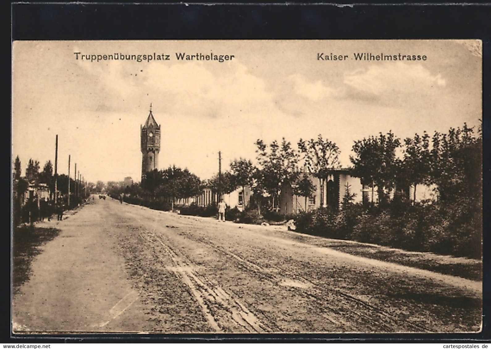 AK Warthelager, Truppenübungsplatz, Kaiser Wilhelmstrasse Mit Wasserturm  - Posen