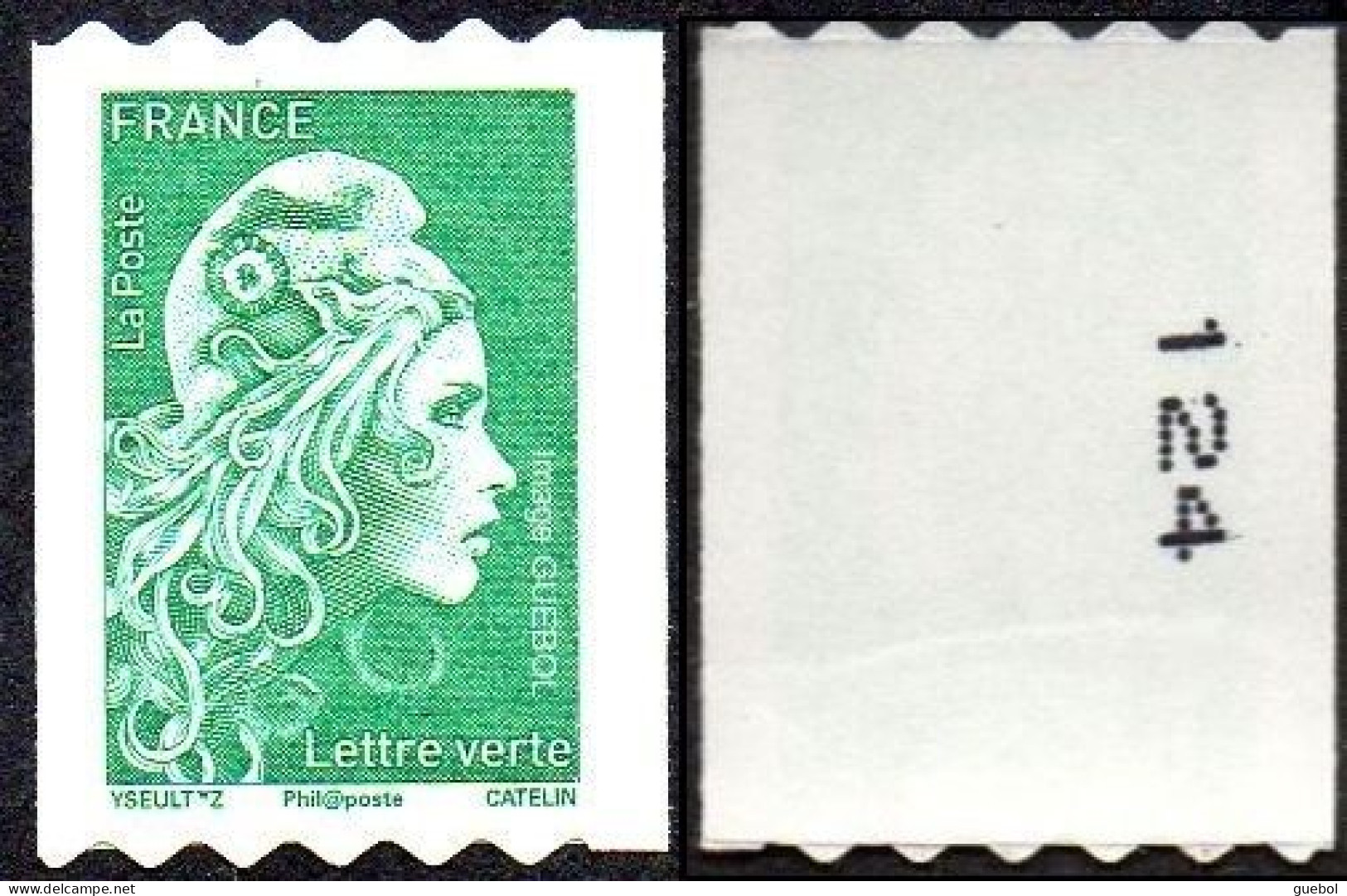 France Marianne L'Engagée Autoadhésif ** N° 1601 Et 1602 - Roulettes Verte Et Rouge Phil@poste PRO Au Verso N° Noir - 2018-2023 Marianne L'Engagée