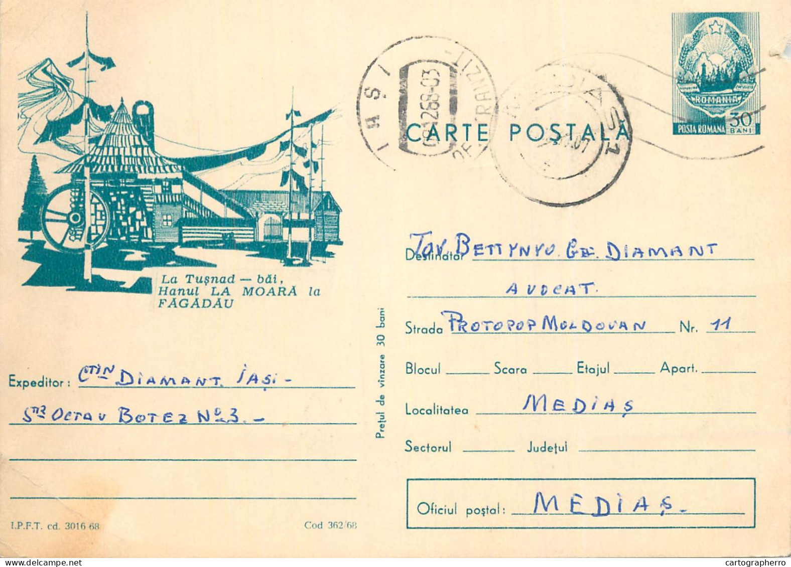 Postal Stationery Postcard Romania Tusnad Hanul La Moara La Fagadau - Roemenië