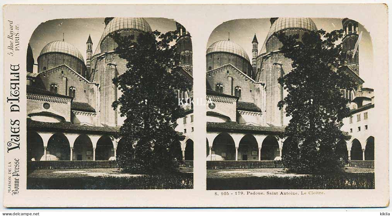 Photo Stéréoscopique 7,2x7,5cm Carte 17,2x8,9cm Vues D'Italie S. 105 - 179 PADOUE. Saint Antoine Le Cloître* - Photos Stéréoscopiques