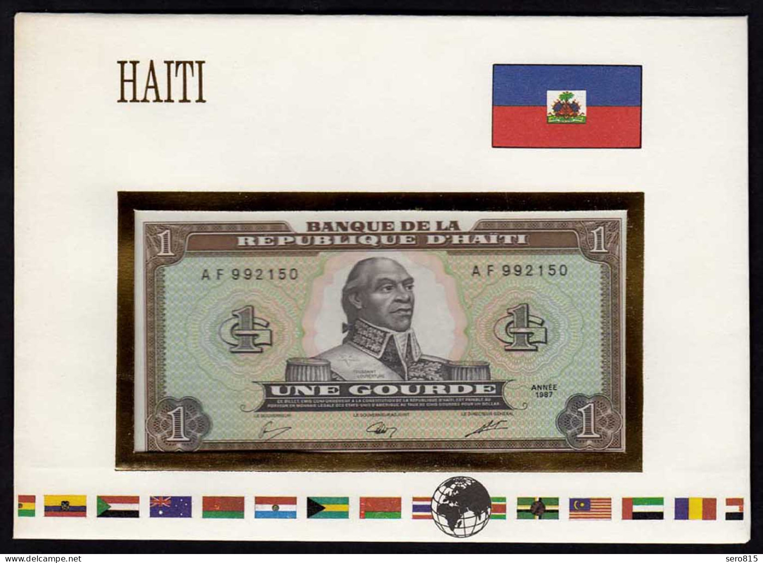 Haiti 1 Gourde Banknotenbrief Der Welt UNC   (15508 - Sonstige – Amerika