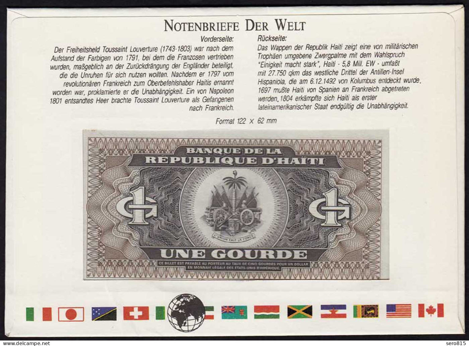 Haiti 1 Gourde Banknotenbrief Der Welt UNC   (15508 - Andere - Amerika