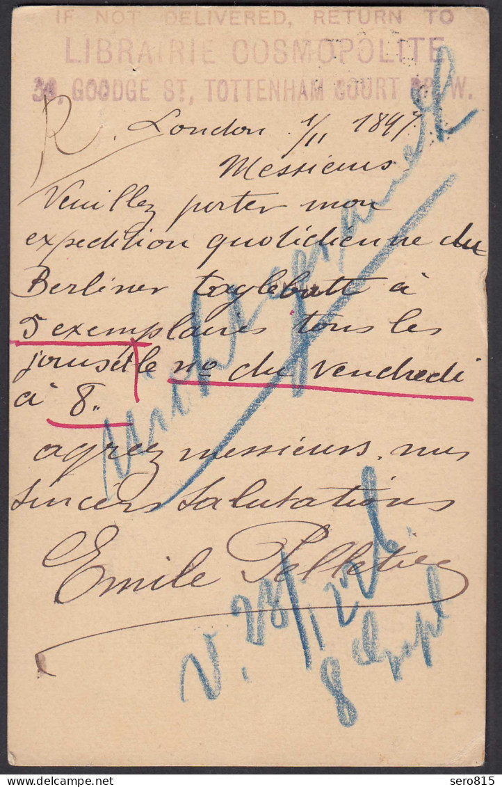 Poscard Great Britain & Ireland 1897 One Penny London To Berlin   (26770 - Andere & Zonder Classificatie