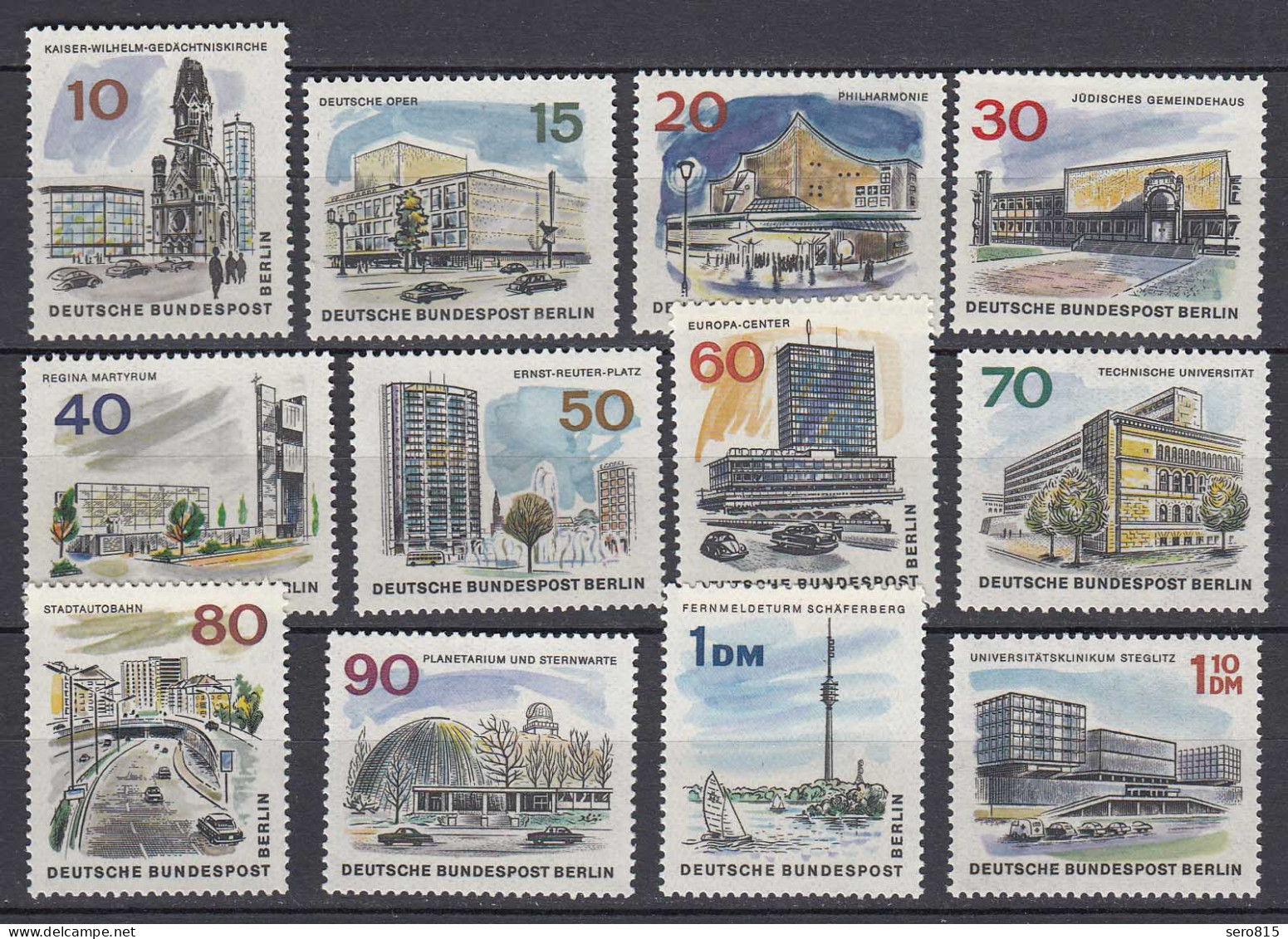 Germany - Berlin Stamps 1965 Michel 254-265 MNH Modern Berlin Buildings  (81019 - Other & Unclassified