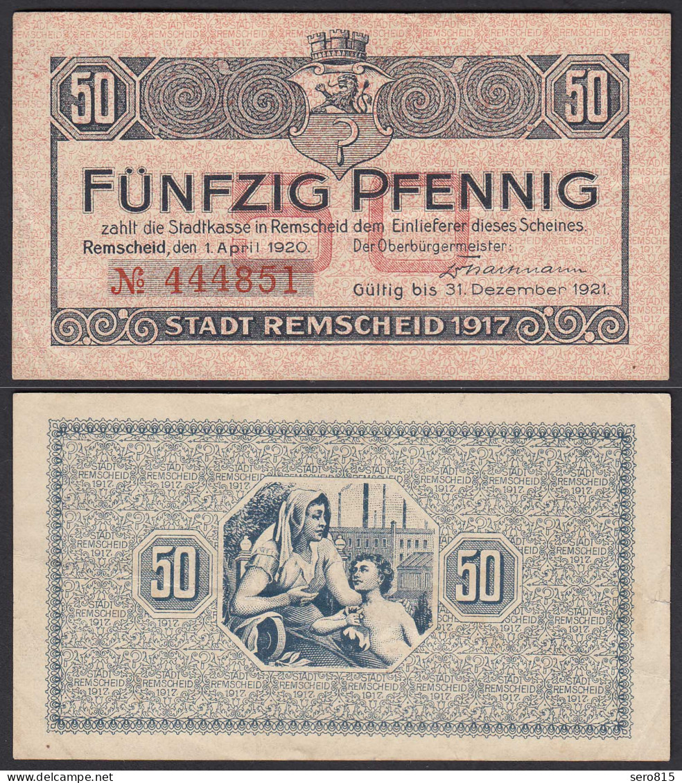 Remscheid 50 Pfennig Notgeld 1917 Bis 1921  (24496 - Andere & Zonder Classificatie
