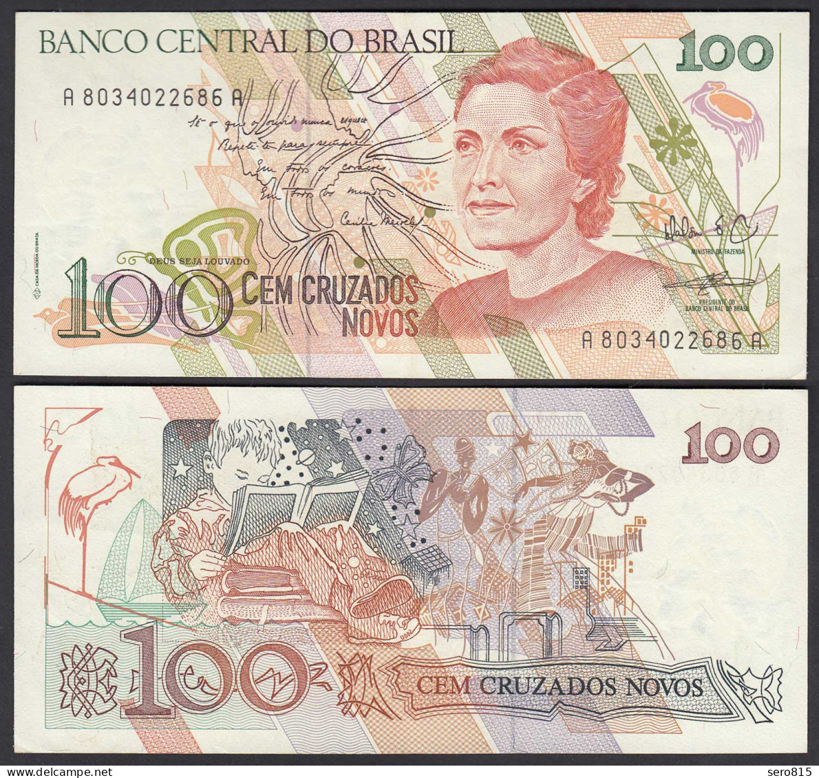 Brasilien - Brazil 100 Cruzaros (1989) Pick 220b XF (2) Sig.27   (25408 - Autres - Amérique